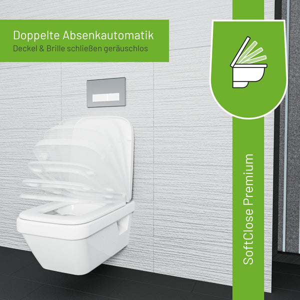 WC-Sitz Q500 Weiß eckig mit Absenkautomatik, u.a. für Geberit Renova Plan