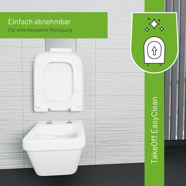 WC-Sitz Q500 Weiß eckig mit Absenkautomatik, u.a. für Geberit Renova Plan