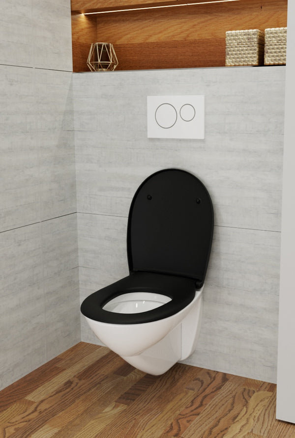 WC-Sitz C100 Matt Schwarz oval mit Absenkautomatik