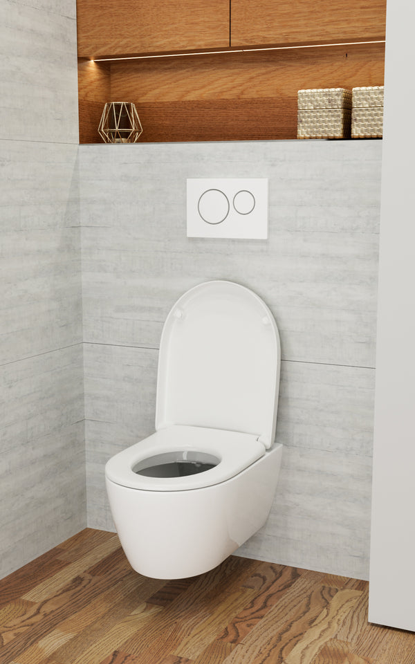 WC-Sitz D140 Weiß D-Form mit Absenkautomatik, u.a. Geberit Renova
